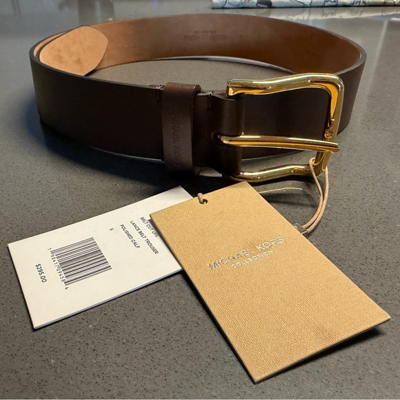 Michael Kors Collection Dark Brown Leather Belt with Gold Buckle Small NEW main image 8